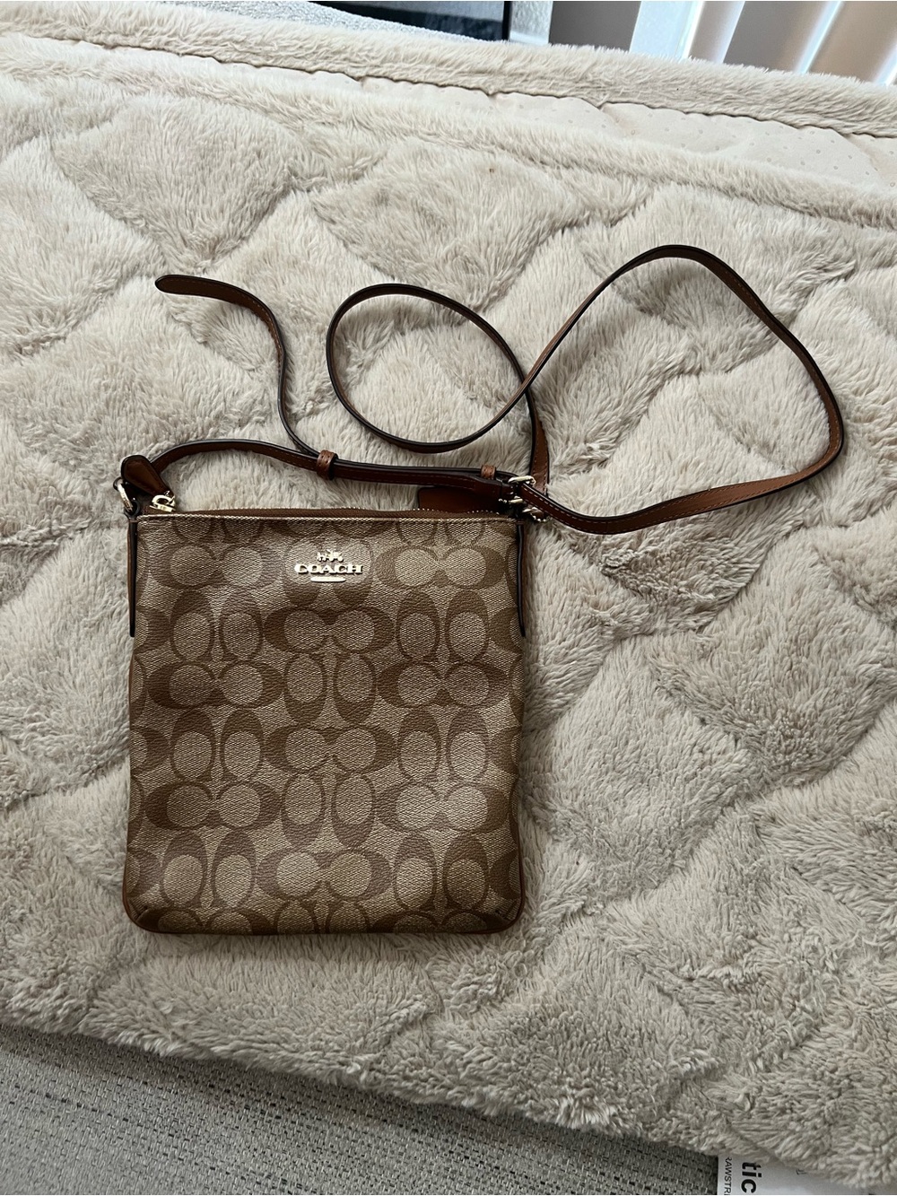 Coach Tan/Brown Signature Crossbody Messenger